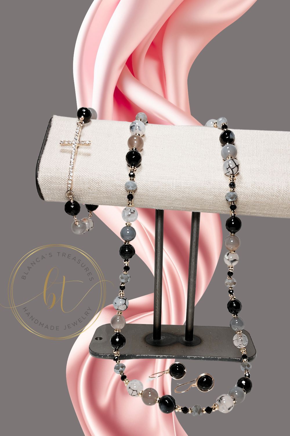 Dragon Agate necklace set with matching bracelet