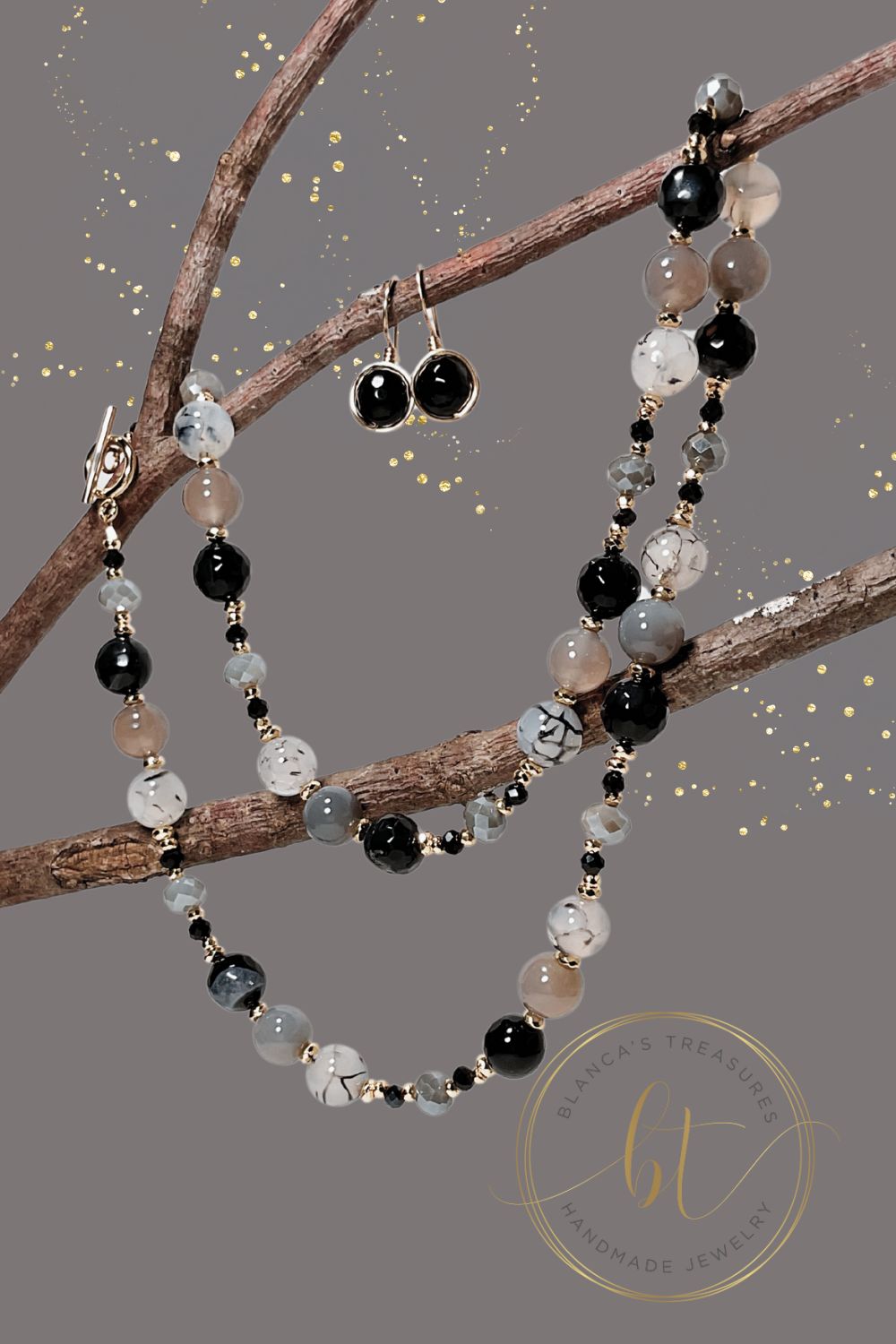 Dragon Agate necklace set with matching bracelet