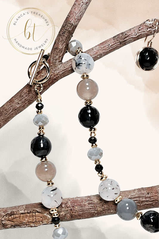 Dragon Agate necklace set with matching bracelet