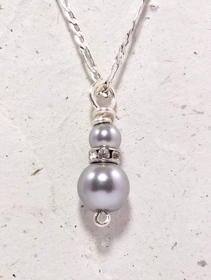 Silver pearl bridal set